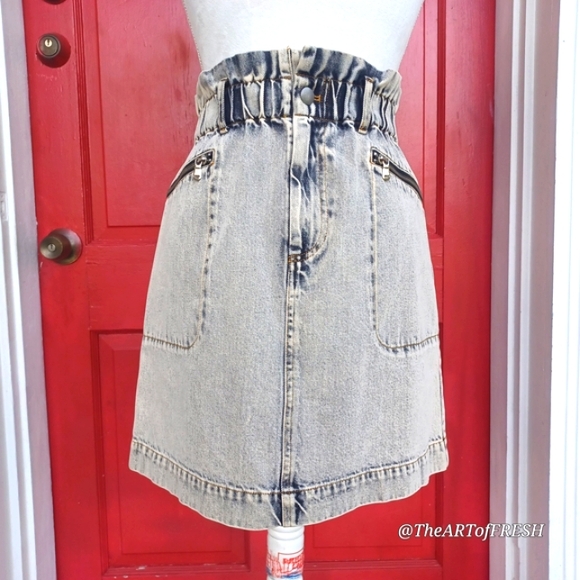 Sea New York Blue Gray Acid Washed Mini Skirt Casual - Picture 2 of 16